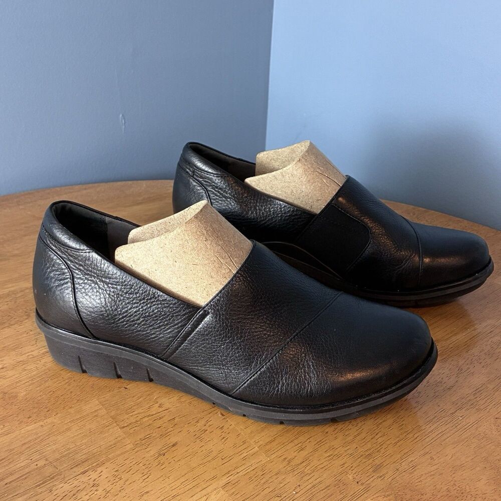 Dansko Julia Leather Slip On Comfort Wedge Black Shoes Women’s Size 40 US 9.5